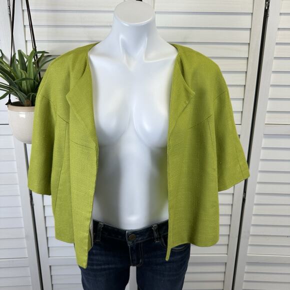 Kate Spade New York‎ Micah Cropped Blazer Jacket Moroccan Green Slub Boxy Size 8 - Picture 3 of 11